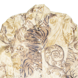 Womens Printed Blouse Gold Collared Long Sleeve Silk Paisley S