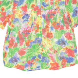 BETTY Sheer Womens Printed Blouse Green Collared Floral L