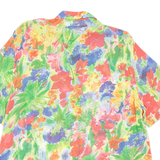 BETTY Sheer Womens Printed Blouse Green Collared Floral L