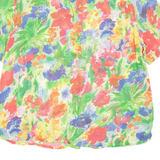 BETTY Sheer Womens Printed Blouse Green Collared Floral L