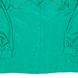 C&A Womens Blouse Green Long Sleeve Silk L