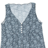 Womens Printed Vest Green V-Neck Sleeveless Floral M