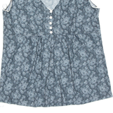Womens Printed Vest Green V-Neck Sleeveless Floral M