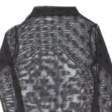 Sheer Womens Printed Top Black Long Sleeve M
