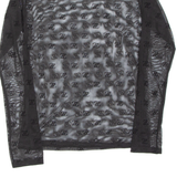 Sheer Womens Printed Top Black Long Sleeve M