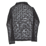 Sheer Womens Printed Top Black Long Sleeve M