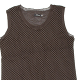 LINA Womens Printed Vest Brown Sleeveless Spotted XL