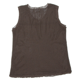 LINA Womens Printed Vest Brown Sleeveless Spotted XL