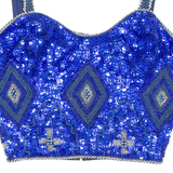 CLASS INTERNATIONAL Womens Cropped Top Blue Sleeveless S
