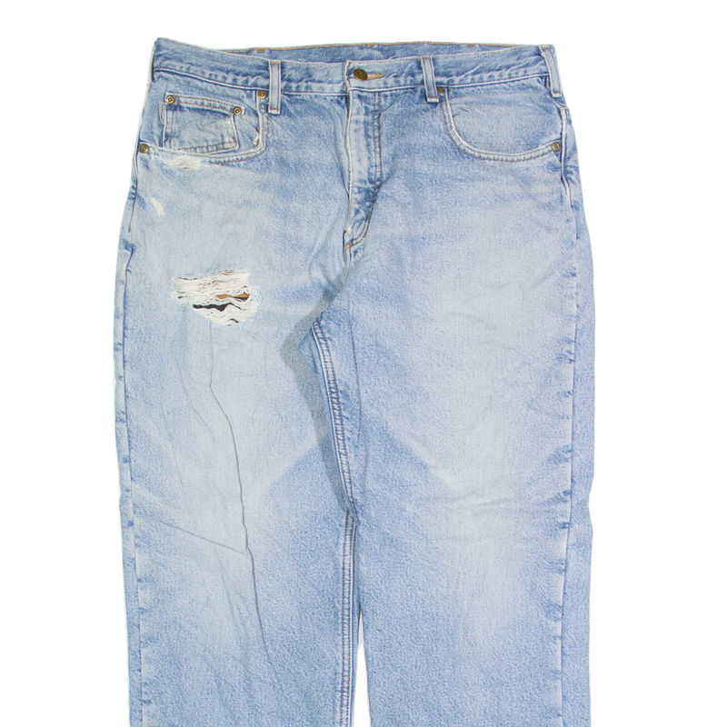 CARHARTT Fleece Lined Mens Jeans Blue Regular Straight Stone Wash W36 L30