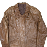 Leather Look Quilted Lined Womens Overcoat Coat Brown M