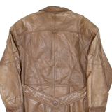 Leather Look Quilted Lined Womens Overcoat Coat Brown M