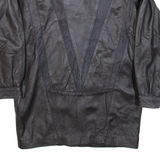 Womens Overcoat Coat Black Leather S