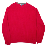 CHAPS RALPH LAUREN Mens Patterned Jumper Red Cable Knit 2XL