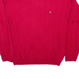 CHAPS RALPH LAUREN Mens Patterned Jumper Red Herringbone Chunky Knit L