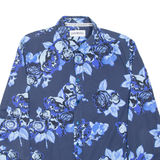 BIKKEMBERGS Mens Plain Shirt Blue Floral Long Sleeve M