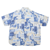 MARSUM Mens Shirt Blue Crazy Pattern 2XL