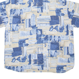 MARSUM Mens Shirt Blue Crazy Pattern 2XL