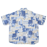 MARSUM Mens Shirt Blue Crazy Pattern 2XL