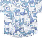 HAPPY LIFE Mens Shirt White Crazy Pattern L