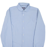 TOMMY HILFIGER Slim Fit Mens Shirt Blue Spotted Long Sleeve M