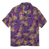 PULL&BEAR Mens Shirt Purple Crazy Pattern S