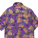 PULL&BEAR Mens Shirt Purple Crazy Pattern S