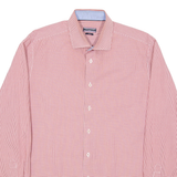 TOMMY HILFIGER Tailored Fitted Mens Shirt Red Gingham Long Sleeve L