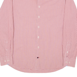 TOMMY HILFIGER Tailored Fitted Mens Shirt Red Gingham Long Sleeve L