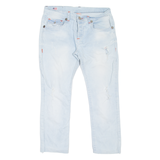 TRUE RELIGION Distressed Mens Jeans Blue Slim Straight Stone Wash W34 L27