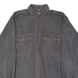 EXPLORER Mens Denim Shirt Grey Long Sleeve M