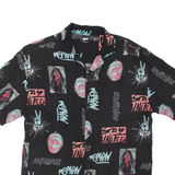 PULL & BEAR Mens Shirt Black Viscose Crazy Pattern S