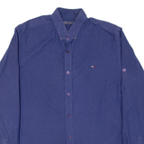 TOMMY HILFIGER Mens Shirt Blue Spotted Long Sleeve M
