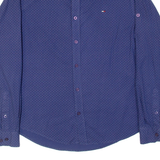 TOMMY HILFIGER Mens Shirt Blue Spotted Long Sleeve M