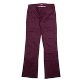 DICKIES Girls Trousers Maroon Regular Bootcut W30 L32