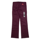 DICKIES Girls Trousers Maroon Regular Bootcut W30 L32