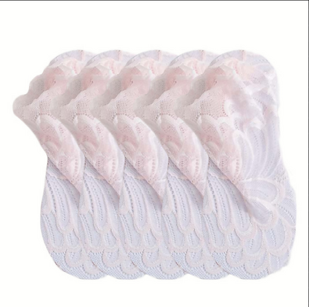 Anyfootwear 5 Pairs One Size 4-5 Light Peach Ankle Socks Lace Peacock Flower Design Fashion Cotton Breathable Casual Socks For Women