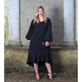 Plus Size Black Leopard Print Jacquard Midi Dress - Aphrodite - Up to UK 22/US 18