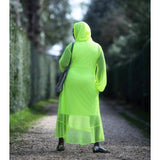 Aphrodite Neon Lime Holiday Resort Midi Dress With Hoodie -Inclusive Plus Size up to UK 16 / US 12