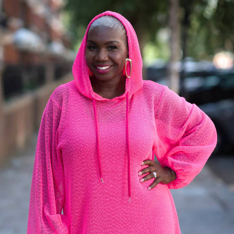 Aphrodite Hot Pink Holiday Resort Midi Dress With Hoodie -Inclusive Plus Size up to UK 22 / US 18