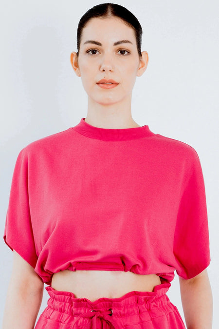 Upcycled - Playsuit Crop Top in Pink