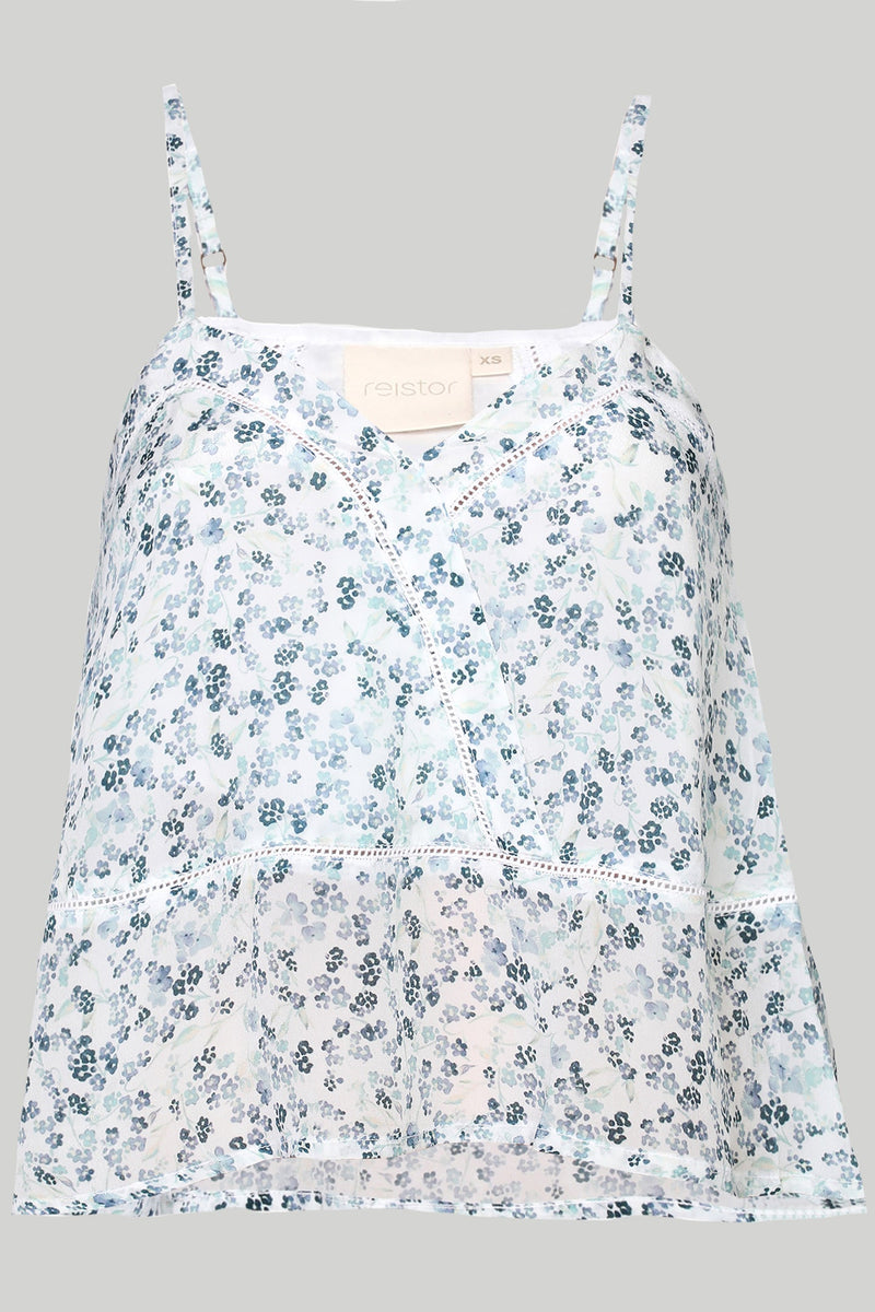 V-neck Lace Camisole in Blue Florals