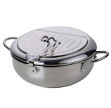 Anygleam Frying Pan Silver Stainless Steel Thermometer Kitchen Utensils Tempura Fryer Pan Temperature Control Fried Cooking Tools