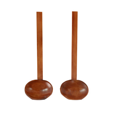 Anygleam Brown 2pcs Wooden Ladle Food Kitchen Tableware