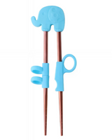 Anygleam Blue Red Rainbow Elephant Chopsticks – 1 Pair | Reusable Stainless Steel Cartoon Kids Utensils