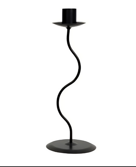 ANYHOUZ Black Metal Candle Holder – European Wrought Iron Retro Tabletop Decor for Modern Living Room Display