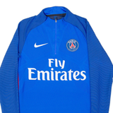 NIKE Training Paris St Germain Mens Football Shirt T-Shirt Blue 1/4 Zip S
