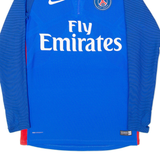 NIKE Training Paris St Germain Mens Football Shirt T-Shirt Blue 1/4 Zip S
