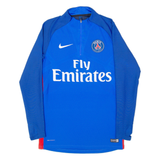 NIKE Training Paris St Germain Mens Football Shirt T-Shirt Blue 1/4 Zip S