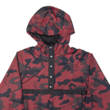 GUESS Womens Anorak Jacket Red Hooded Camouflage S